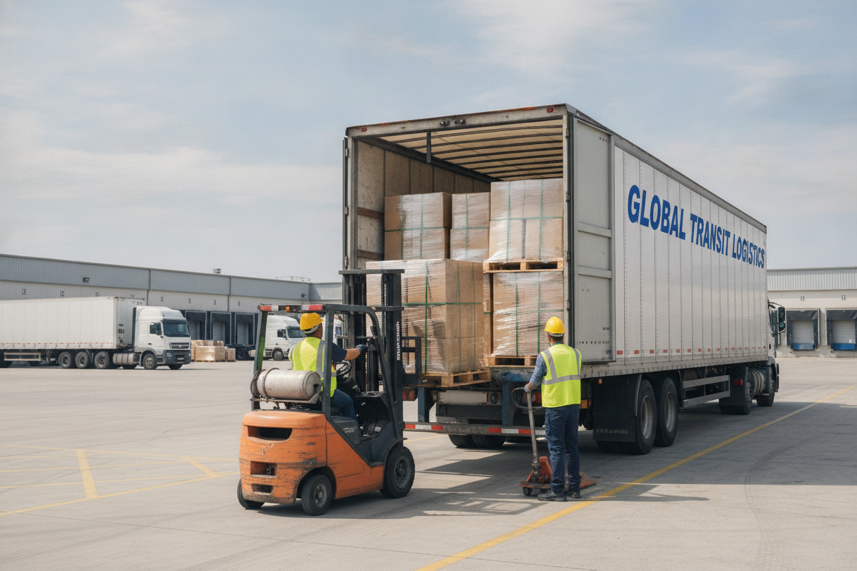 Carregamento de caixas e paletes para transporte de longa distância